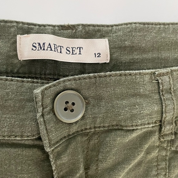SMART SET Linen Blend Olive Green Capri Pants ~ Size 12 - Picture 2 of 16